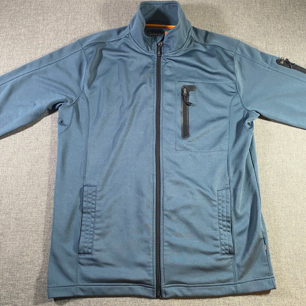 Quiksilver Mens Full Zip Jacket L Blue Outdoor Activewear Lightweight Coat